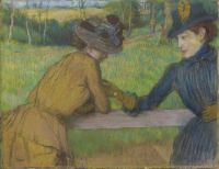 Degas Edgar Deux Femmes Appuyees Une Barriere
