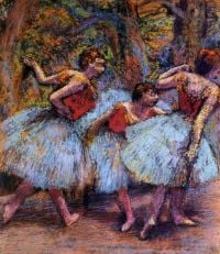 Degas Edgar Three Dancers Blue Tutus Red Bodices canvas print