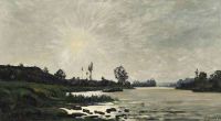 Delpy Hippolyte Camille Ein sonnenbeschienener Fluss 1874