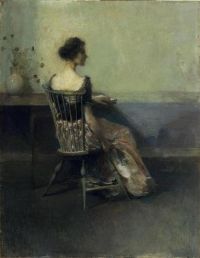 Dewing Thomas Wilmer Lady In Black And Rose Ca. 1905 09