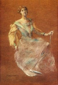 Dewing Thomas Wilmer Lady In Blue Ca. 1910