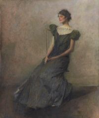 Dewing Thomas Wilmer Lady In Green And Gray 1911 canvas print