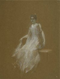 Dewing Thomas Wilmer Lady In White Ca. 1895 canvas print