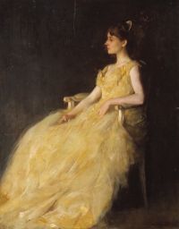 دوينغ توماس ويلمر سيدة باللون الأصفر عام 1888 مطبوعة على القماش
