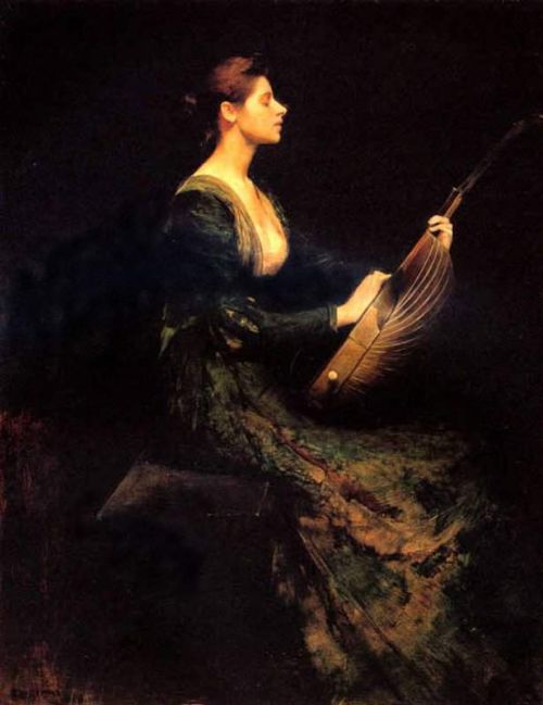 Dewing Thomas Wilmer Lady With A Lute 1886 canvas print