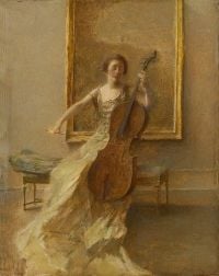 Dewing Thomas Wilmer Lady With Cello Before 1920 canvas print