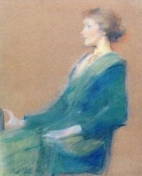 ندى توماس ويلمر امرأة جالسة في الملف الشخصي Ca. 1900 قماش مطبوع