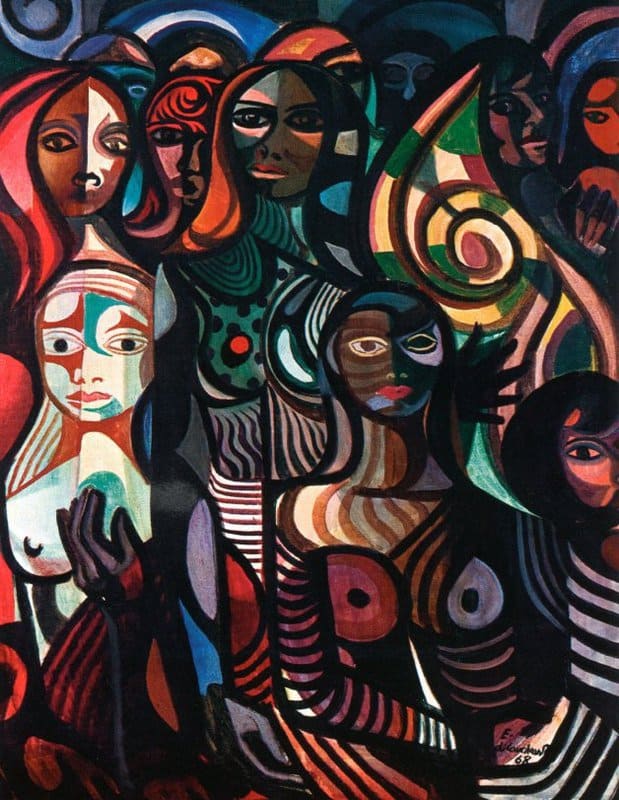 Tableaux sur toile, Di Cavalcanti Mulheres Facetadas 복제 - 1968