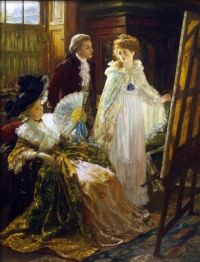Dicksee Francis Bernard Angelica Kauffmann, vorgestellt von Lady Wentworth Visits Mr. Reynolds Studio 1892