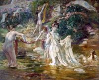 Dinet Etienne Women Washing Clothes In A Stream 1896 canvas print