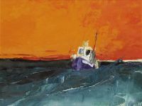 Cuadro Donald Hamilton Fraser Study - Seascape Orange Sky
