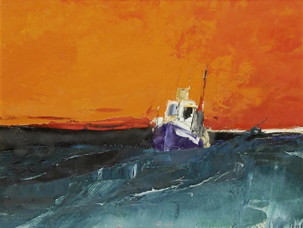 Tableaux sur toile, Reproduktion von Donald Hamilton Fraser Study - Seascape Orange Sky