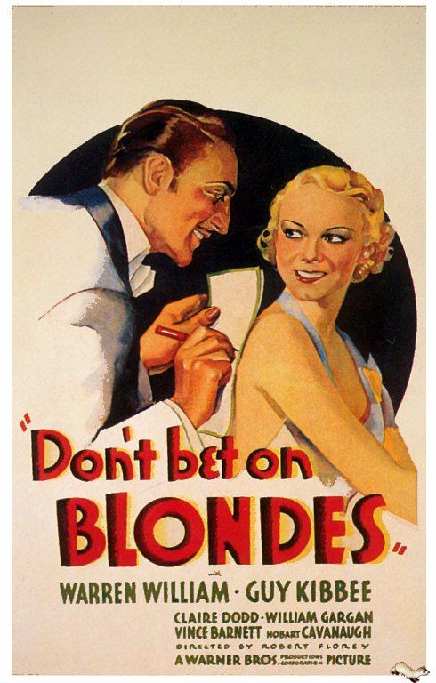 Tableaux sur toile, reproducción de Don't Bet On Blondes 1935 Movie Poster