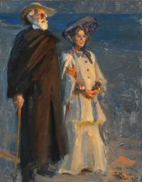 Drachmann Holger Drachmann وزوجته. الطول الكامل 1905