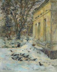 Duhem Henri Vögel im Schnee 1905