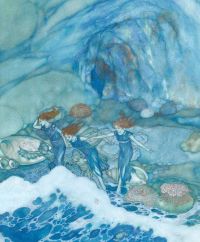 Dulac Edmund와 인쇄 없는 발로 모래 위의 썰물 해왕성을 쫓는 Ye 1908