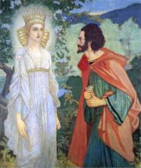 طباعة قماش دنكان جون ميرلين والملكة الجنية
