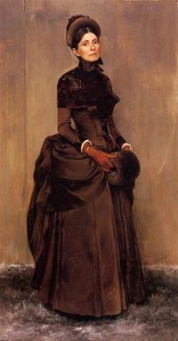 Duveneck Elizabeth Boott Elizabeth Boott Duveneck In Bustled 1880 S Black Dress Holding Muff 1888 canvas print