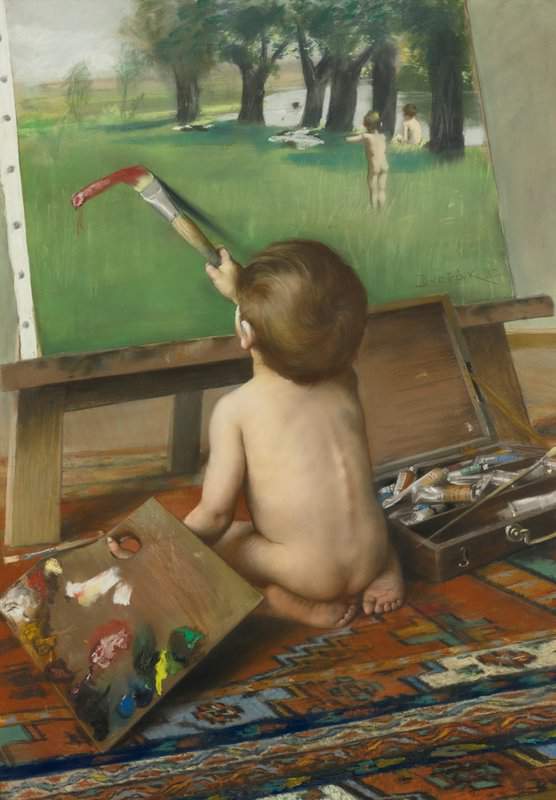 Dvorak Frantisek The Young Artist Playing Tricks 1887 canvas print