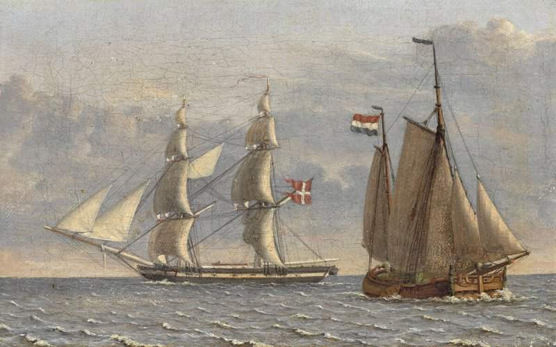 Eckersberg Christoffer Wilhelm A Danish Brig Passes A Dutch Lugger. Study canvas print