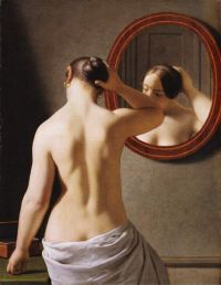 Eckersberg Christoffer Wilhelm 거울 앞에서 머리를 하고 있는 누드 여성