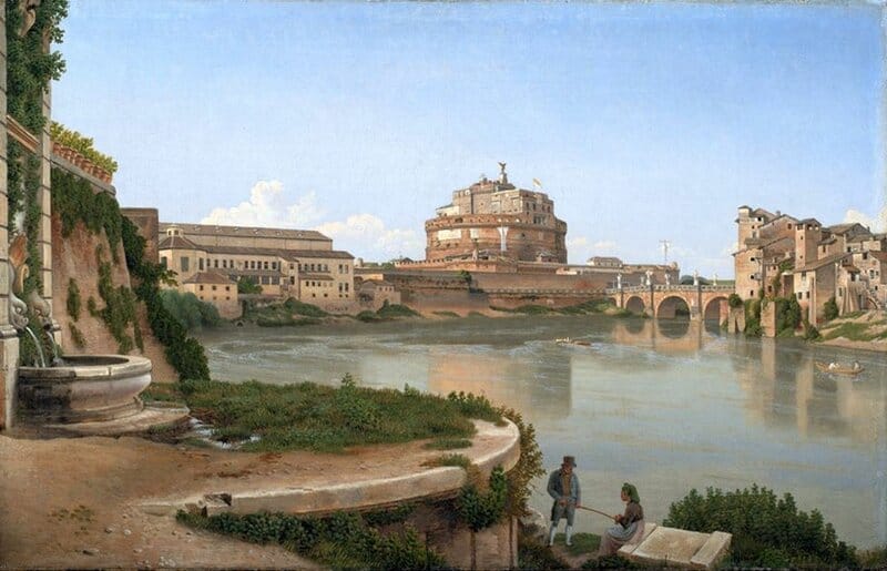 Eckersberg Christoffer Wilhelm A View Across The Tiber From Trastevere Towards Castel S. Angelo canvas print