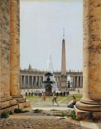 Eckersberg Christoffer Wilhelm Blick auf die Kolonnade Petersplatz in Rom 1813 16