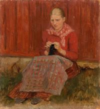 Edelfelt Albert A Girl Knitting