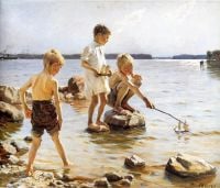 Edelfelt Albert Boys Playing At The Shore 1884 canvas print