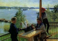 Edelfelt Albert Eklofin Boys On The Porch Of Villa Sjokulla canvas print