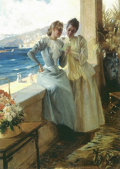Edelfelt Albert Ellan Edelfelt And Emilie Von Etter On A Balcony In Cannes canvas print
