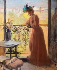 Edelfelt Albert Dame auf dem Balkon La Parisienne 1884