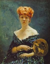 Edelfelt Albert Red Haired Model And A Japanese Fan canvas print