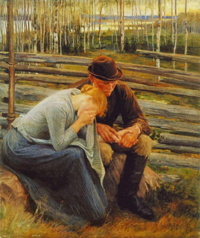 Edelfelt Albert Sorrow Variation Of The Illustration For The Poem At The Fair Of Vernamo 1894 canvas print