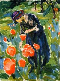 Edvard Munch Mujer con amapolas