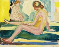 Edvard Munch Seated Female Nudes 1917 canvas print