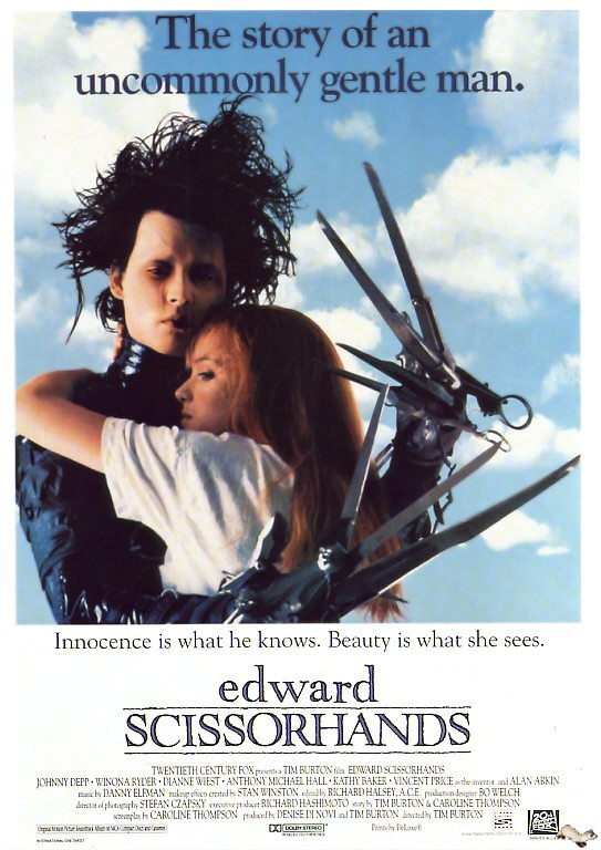 Stampa su tela del poster del film Edward mani di forbice 1990