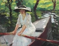 Edward Cucuel Woman In Rowboat canvas print