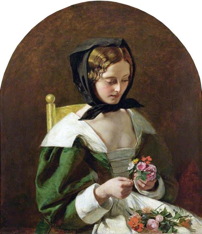 Egg Augustus Leopold Girl Making A Bouquet Of Flowers 1849 canvas print