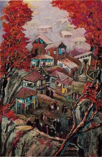 Elene Akhvlediani Rural Landscape - 1975 canvas print