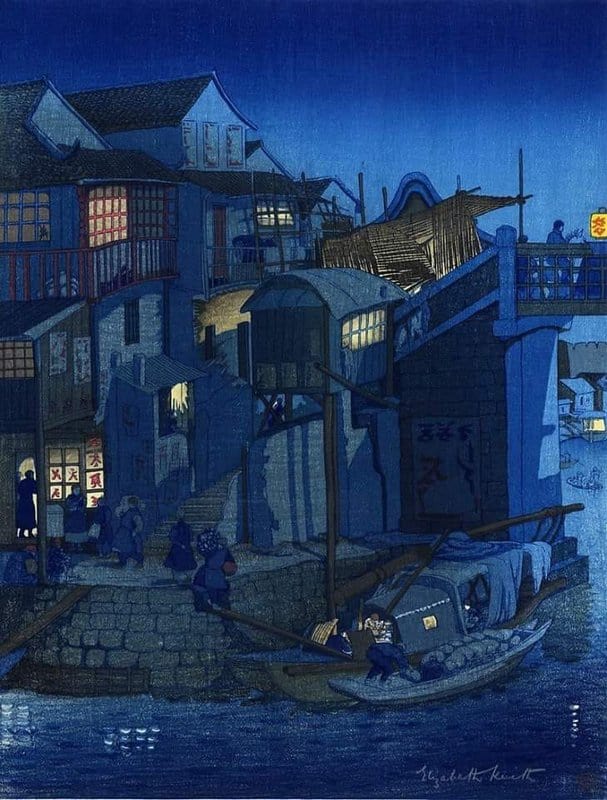 Tableaux sur toile, reproducción de Elizabeth Keith Moonlight At Suzhou China - 1924