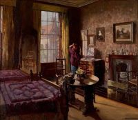 Elwell Frederick William Schlafzimmer mit einer Figur Bar House Beverly East Riding of Yorkshire Leinwanddruck