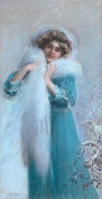 Enjolras Delphin Elegant Lady With White Stole canvas print