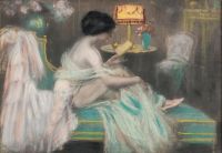 Enjolras Delphin Woman Reading A Letter On A Couch