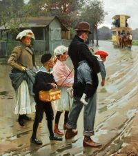Erik Hemmingsen Camino al tranvía 1901 cuadro de lienzo