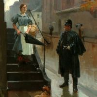 Erik Ludwig Henningsen A Maid Talking To A Police Officer
