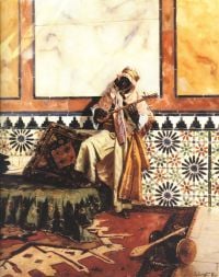 Ernst Gnaoua in einem nordafrikanischen Interieur-Leinwanddruck