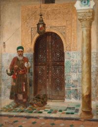 Ernst Rudolf A Holy Man By An Entrance canvas print