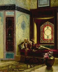 Ernst Rudolf Languorous Oriental Lady With A Rose Leinwanddruck