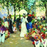 Ethel Carrick mercado de flores francés 1909